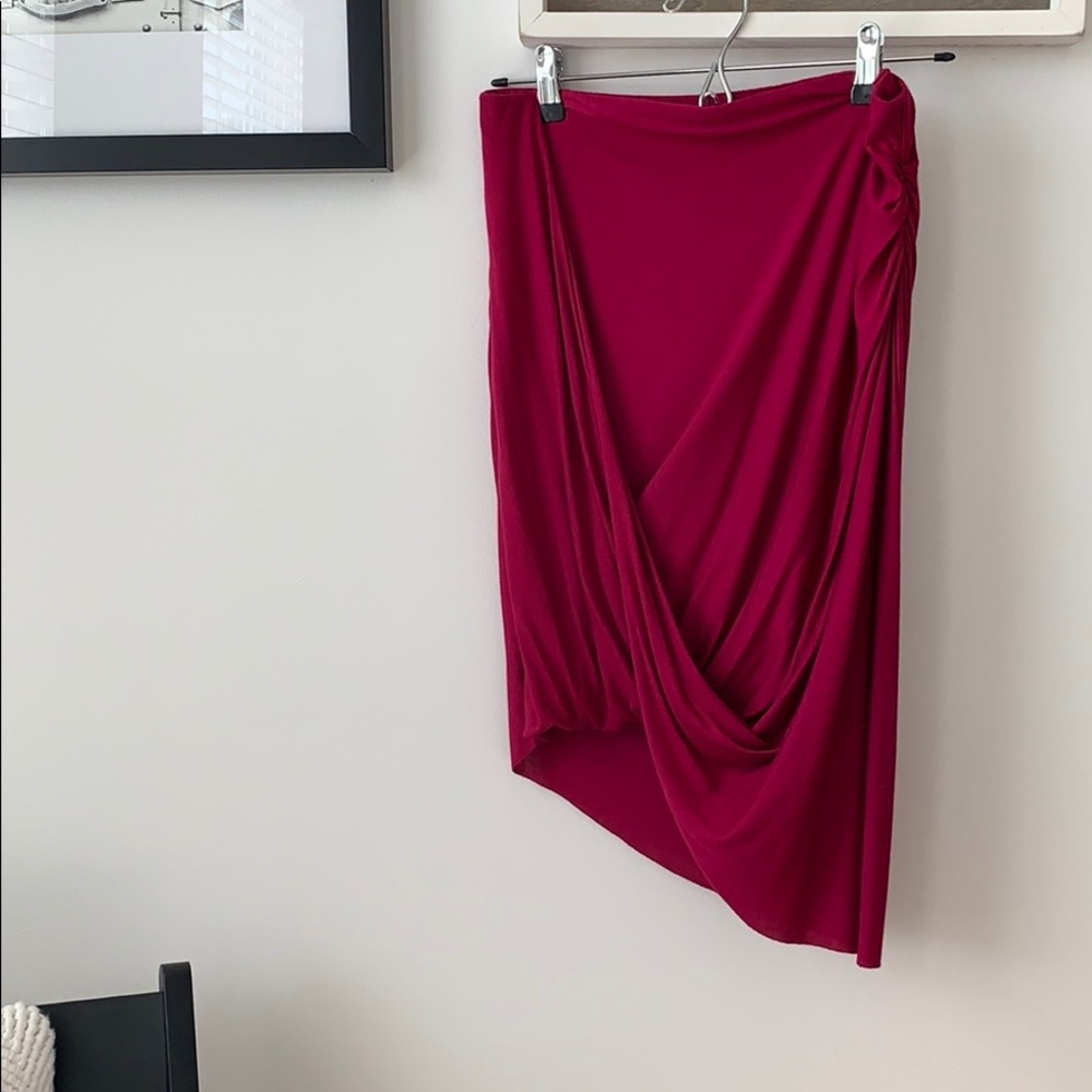 Fuschia Pink Cotton Midi Skirt